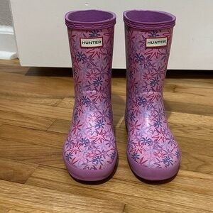 Hunter Kids Purple Star Pattern Rain Boots